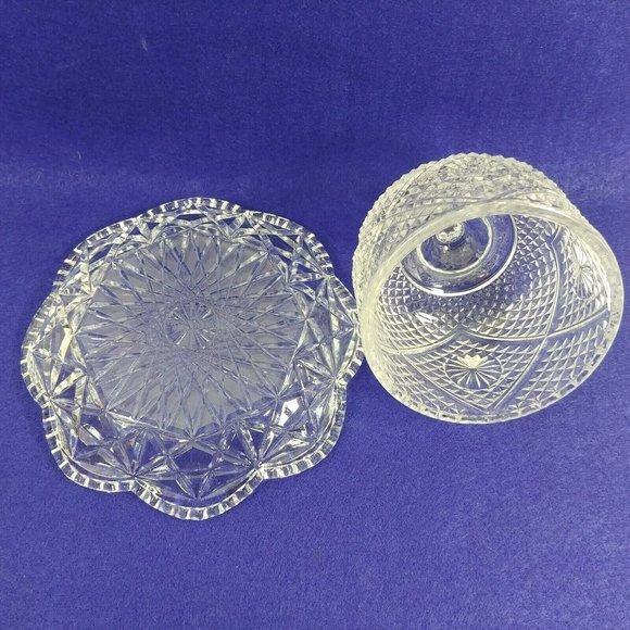 Avon Glass Butter Cheese Tray w/ Dome Cloche Bottom Marked - Picture 3 of 8